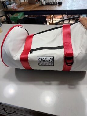 The Varsity Cooler White and Red Duffle Cooler Bag NEW did not come tagged